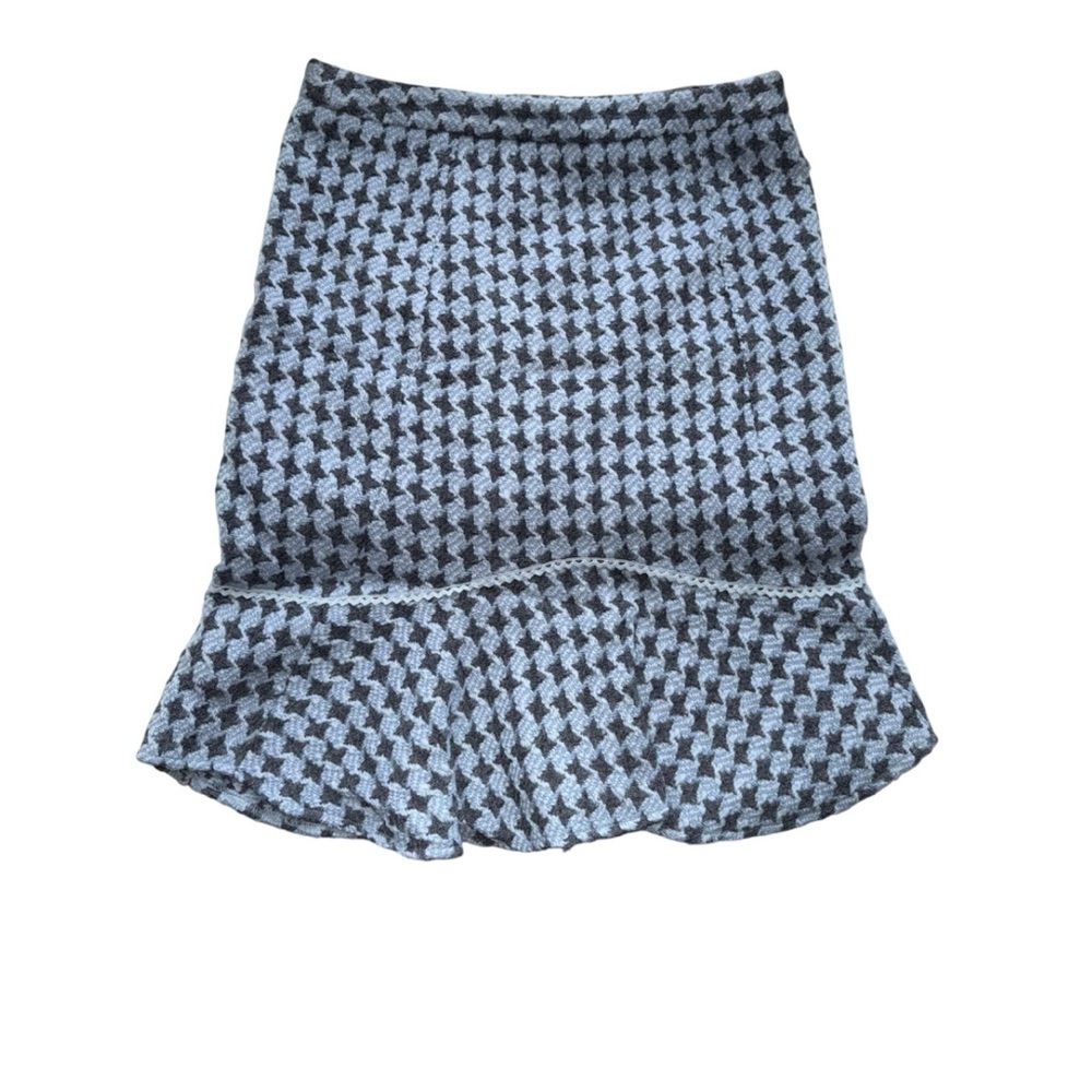 Etcetera Wool Crochet Tweed Woven Knit Fit & Flare Skirt Size 8 Cornflower Blue
